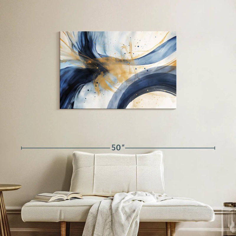 Bleu abstrait et beige Avery, H 24 po x l 36 po