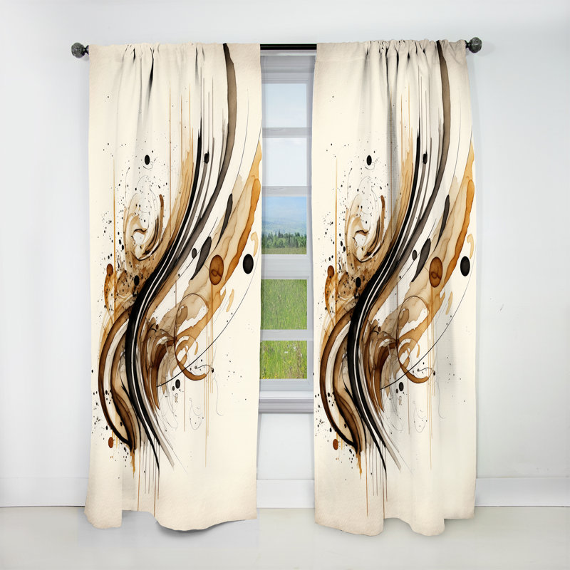 Brown And Black Movement I - Abstract Blackout Curtain - 1 Panel, 52" W x 108" L