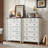 Farmhouse 6 Drawer Dresser, Chest Of Drawers For Bedroom, 43.5" Tall Wood White Kids Dresser With Roman Column And Metal Handles, Storage Dressers Organizer For Living Room, Hallway, Closet-1013977151