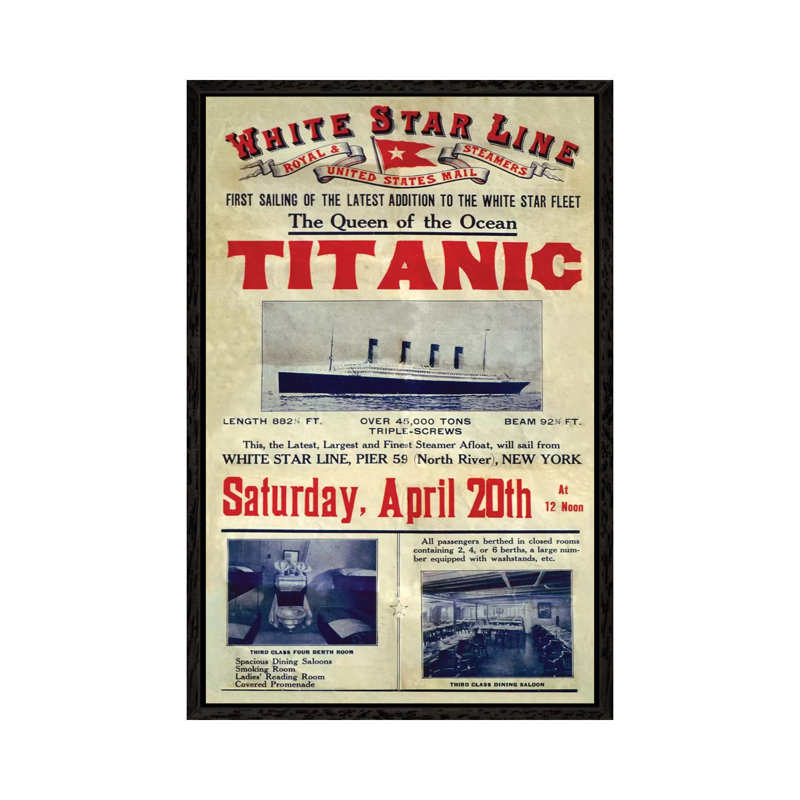 1912 UK Titanic - Print on Canvas, Black Framed, 66.04 cm H x 45.72 cm W