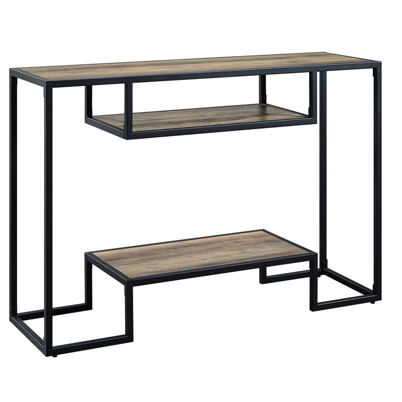 Console de style industriel en chêne rustique avec tablette de rangement - Meuble de bureau rectangulaire Essential
