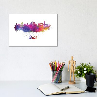 Bali Skyline in Watercolor by Paul Rommer - Wrapped Canvas Graphic Art -  East Urban Home, 317C924DFB7345B7A30472406D00C423