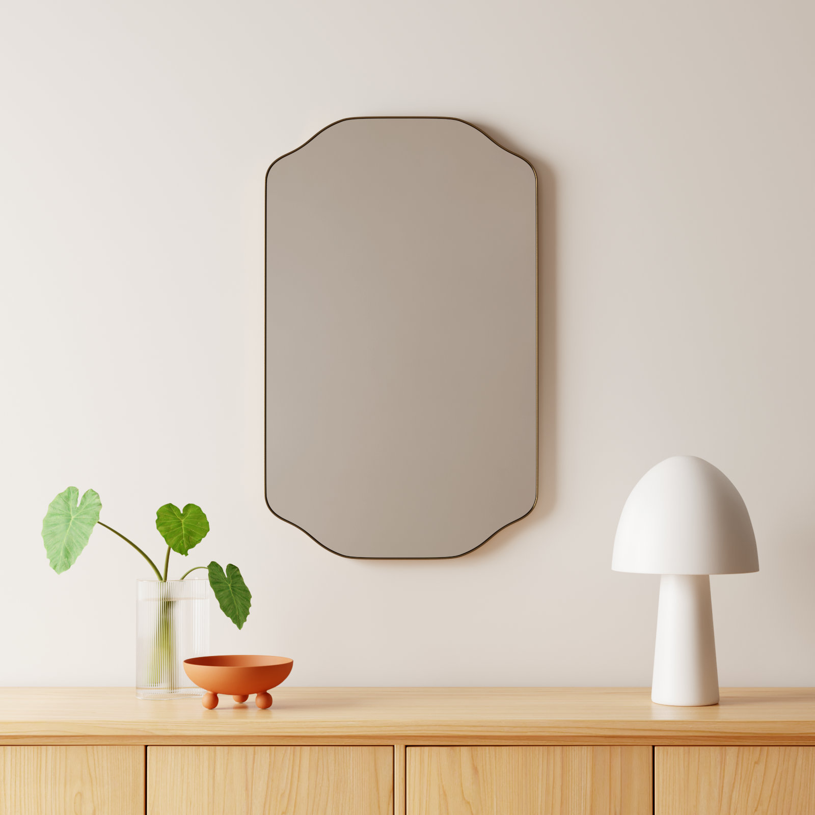 Eaton Metal Scalloped Mirror, Gold