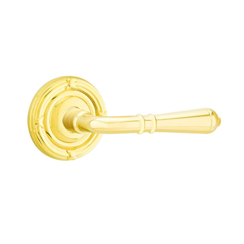 Faux levier de porte double avec rosette Turino, Droite, Laiton brillant