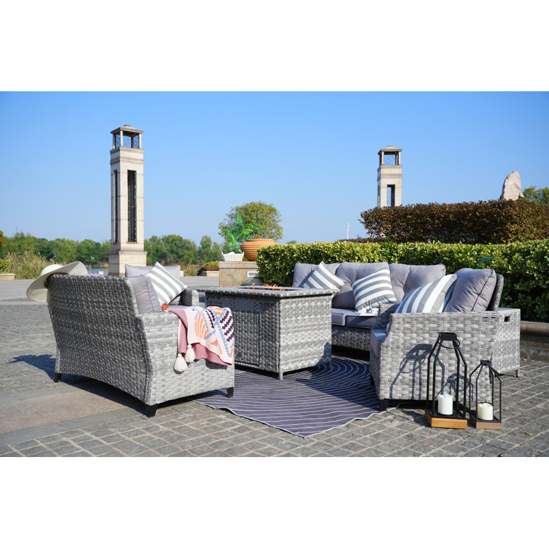 Ensemble de patio complet avec coussins 6 pièces Omparsad
