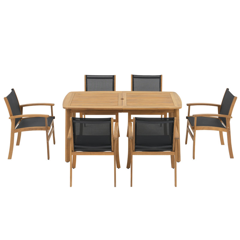 7-piece Outdoor Patio Dining Set, Black