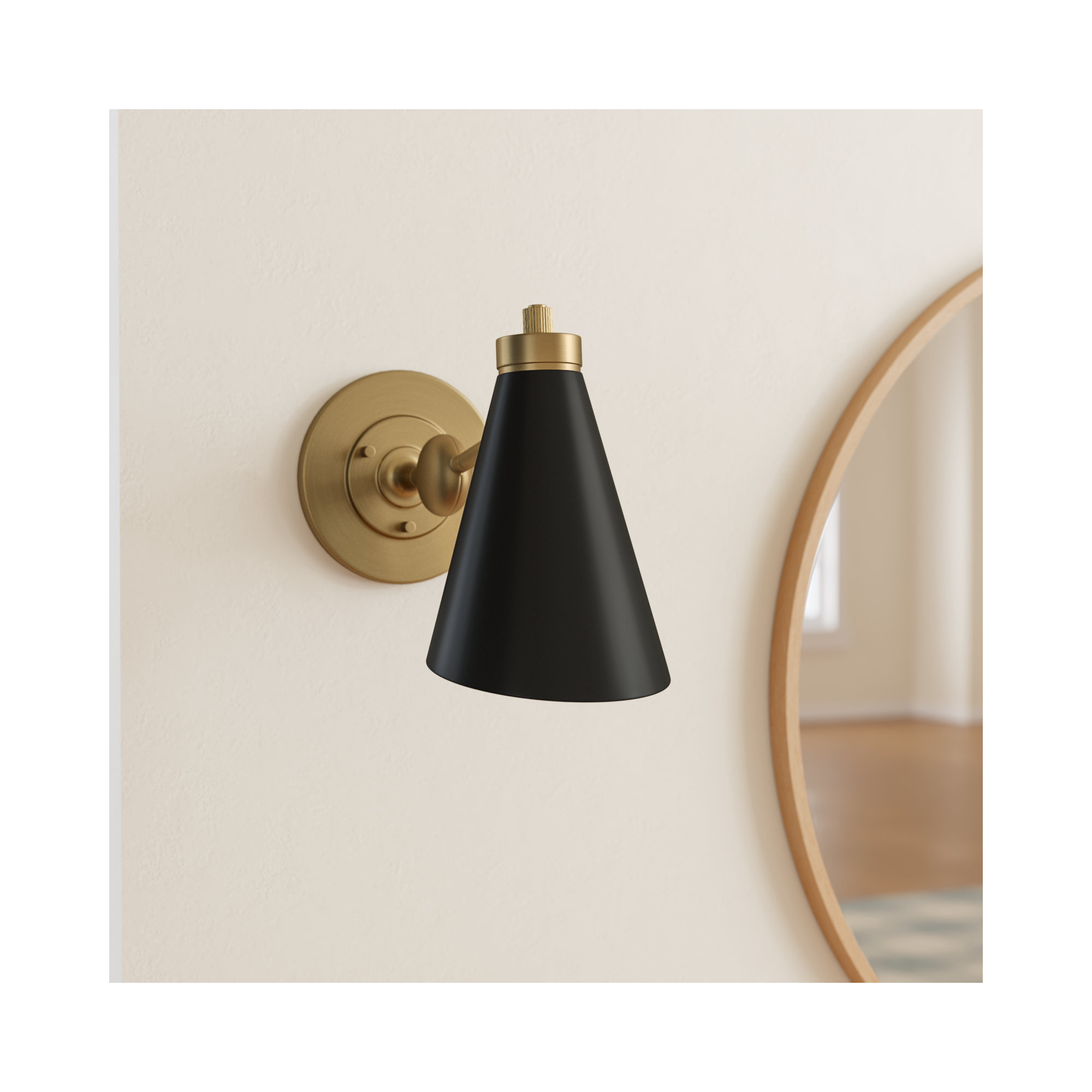 Reece Single Light Steel Dimmable Swing Arm Sconce, Gold, Black