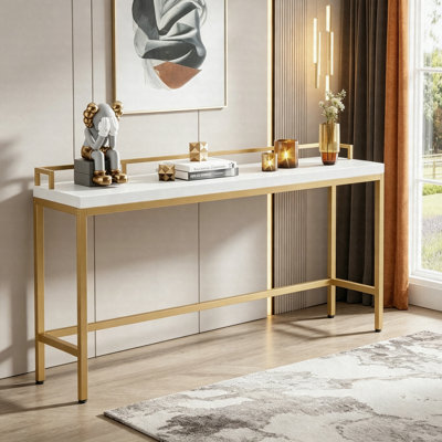 70.9" Narrow Console Table, Retro Sofa Accent Table Behind Couch, Industrial Entryway Hallway Table