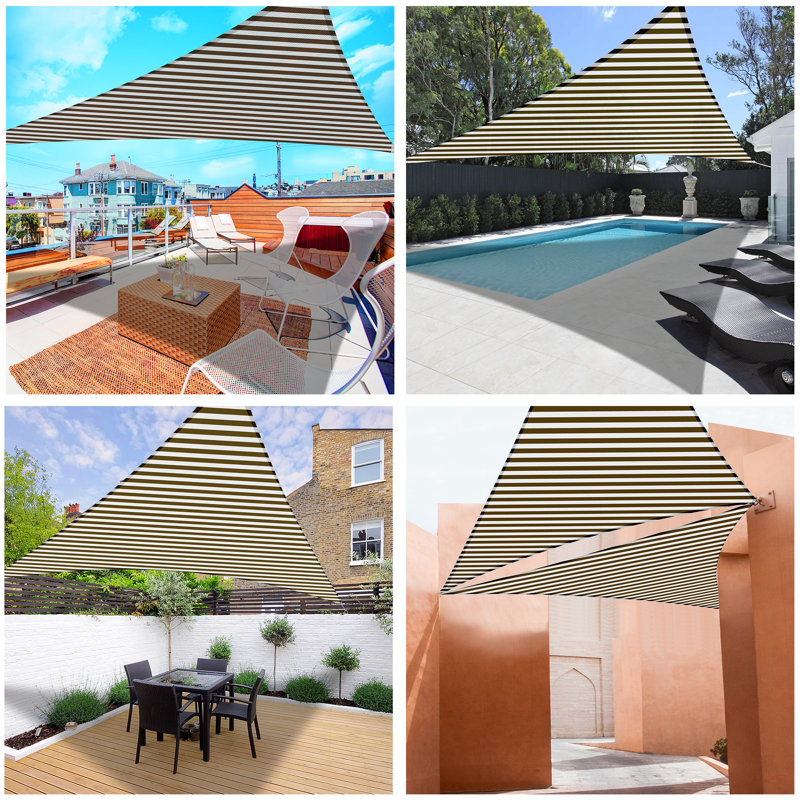 Coffee and White HDPE Triangle Sun Shade Sail for Patio