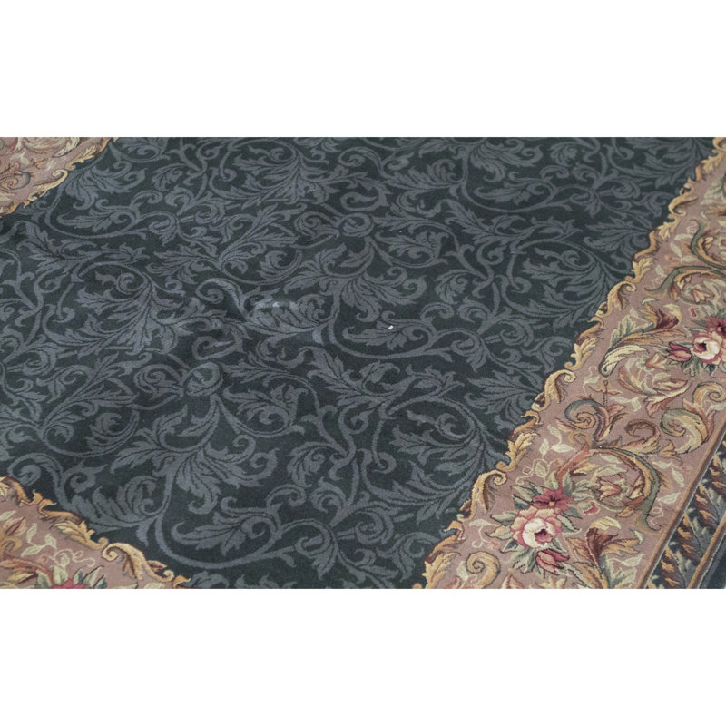 Tapis vert et crème noué à la main de haute qualité