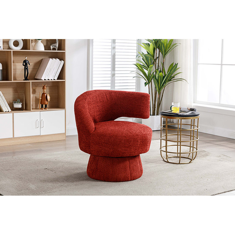 Fauteuil demi-tonneau pivotant rembourré, H 28,74 po x l 27,17 po x P 27,17 po, Rouge