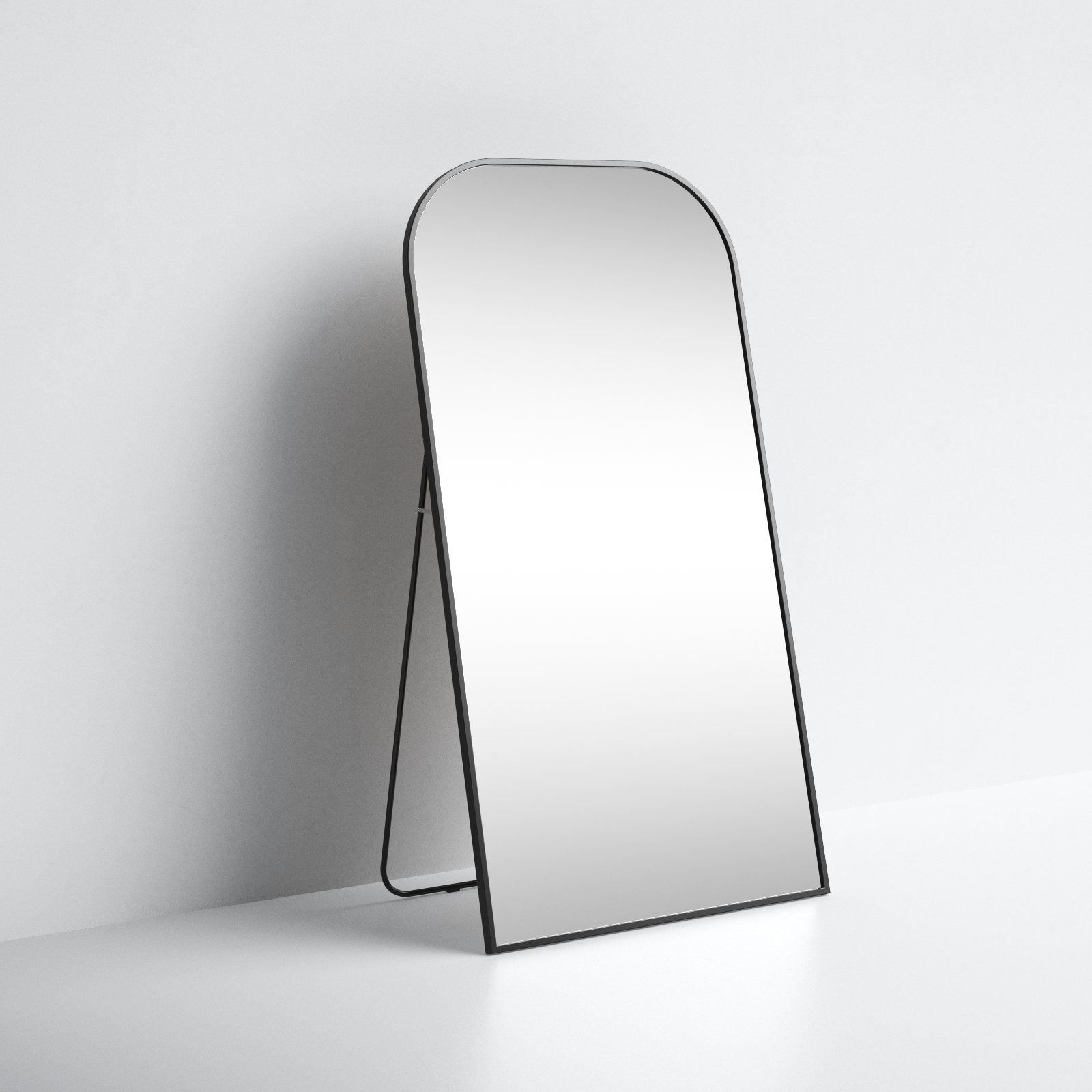 Sabine Metal Arch Floor Mirror, 66" x 35", Black