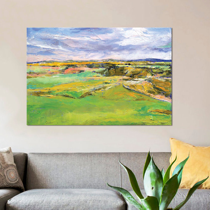 « gaélique lowlands », reproduction d’art sur toile, H 18 po x l 26 po x P 1,5 po, Toile avec cadre noir, Pas de tapis