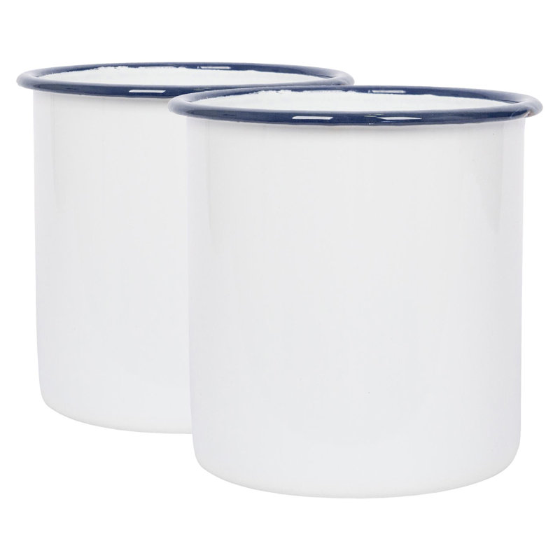 Metal Round Utensil Crock, Blue
