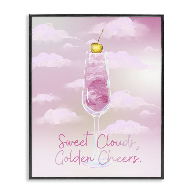 «Sweet Clouds Cheers Giclee Art», conception de Ziwei Li, H 14 po x l 11 po, Giclée encadrée noir minuit