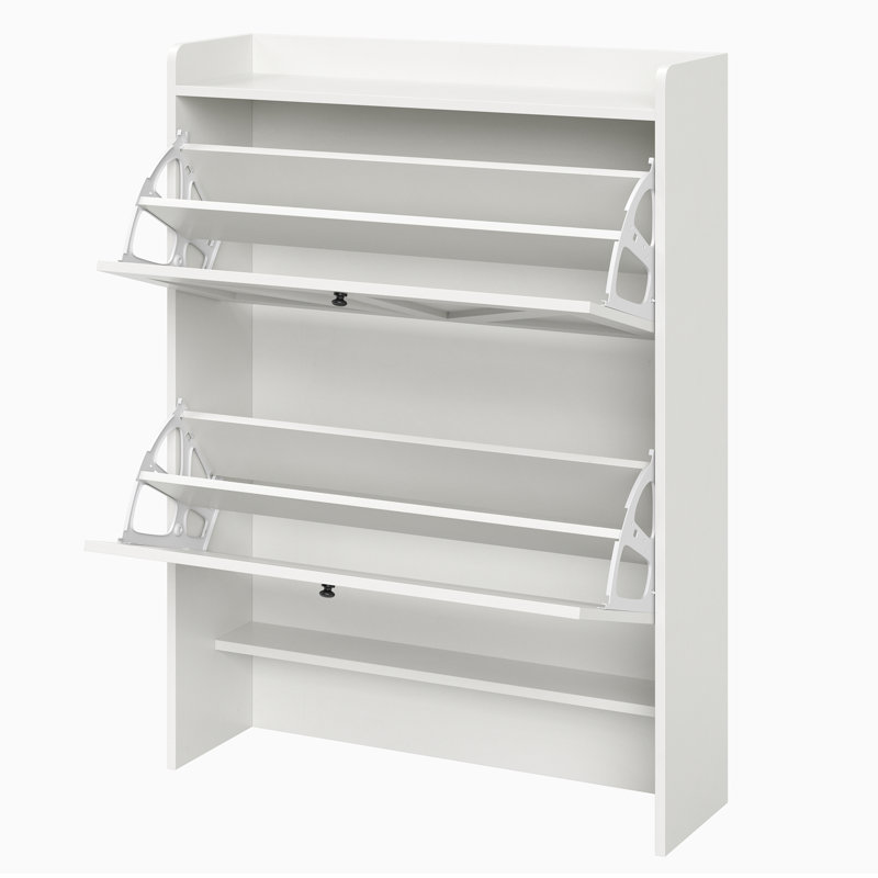 16 Pair Shoe Storage Cabinet, White