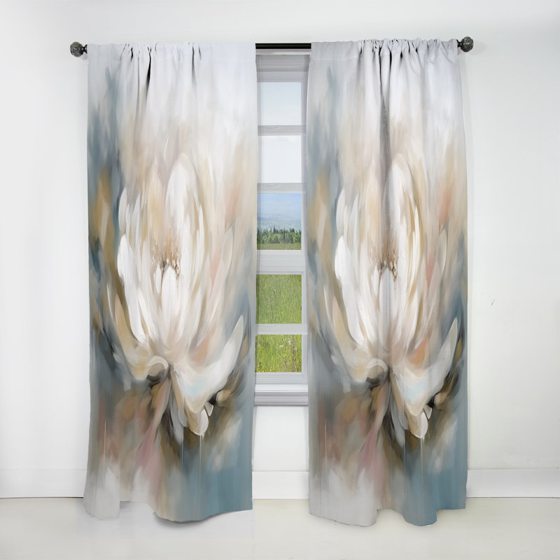 Mélodie des fleurs de lotus blanc - Rideau moderne - Velours obscurcissant - 1 panneau, L 52 po x L 120 po