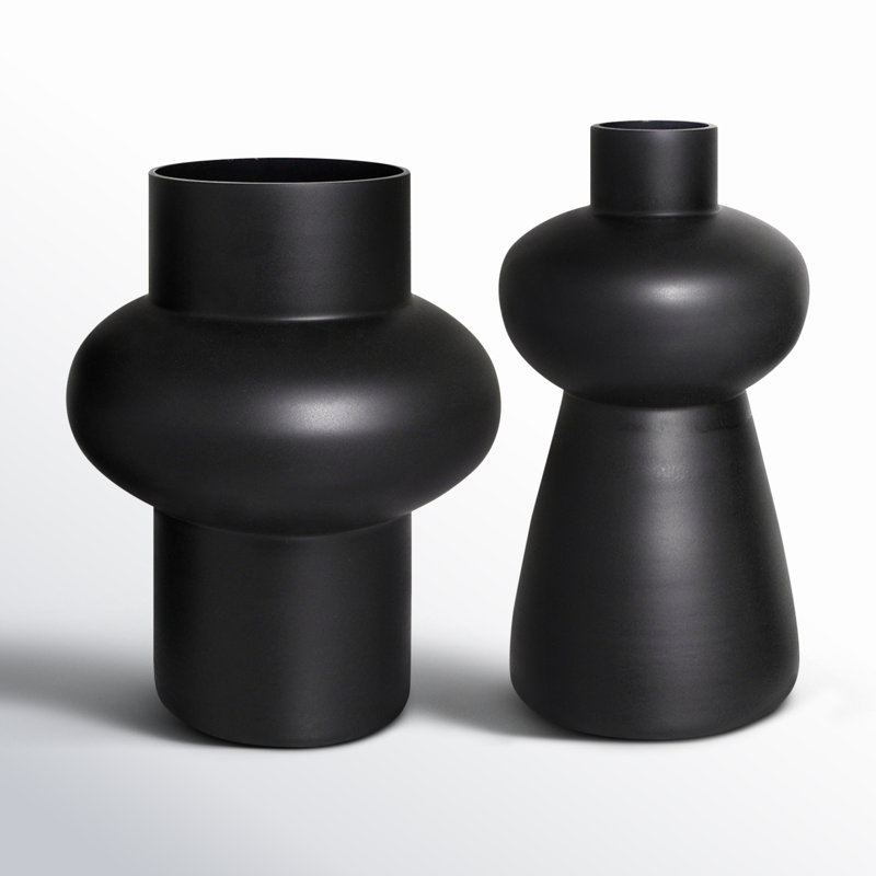 Mable 2-Piece Set Glass Table Vase, Black