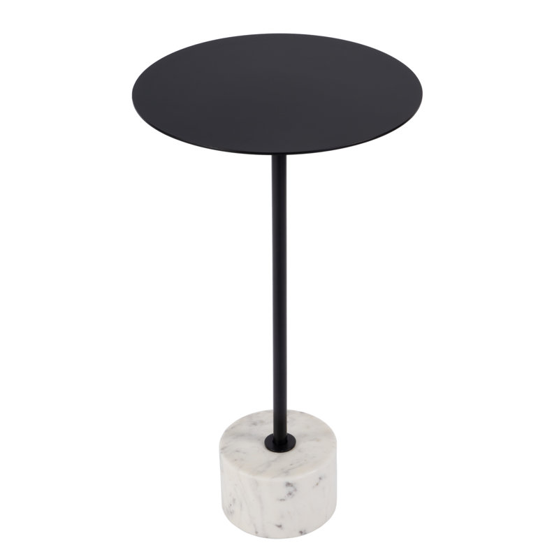 Table d'appoint ronde en fer et en marbre l 13,75 po Zachary