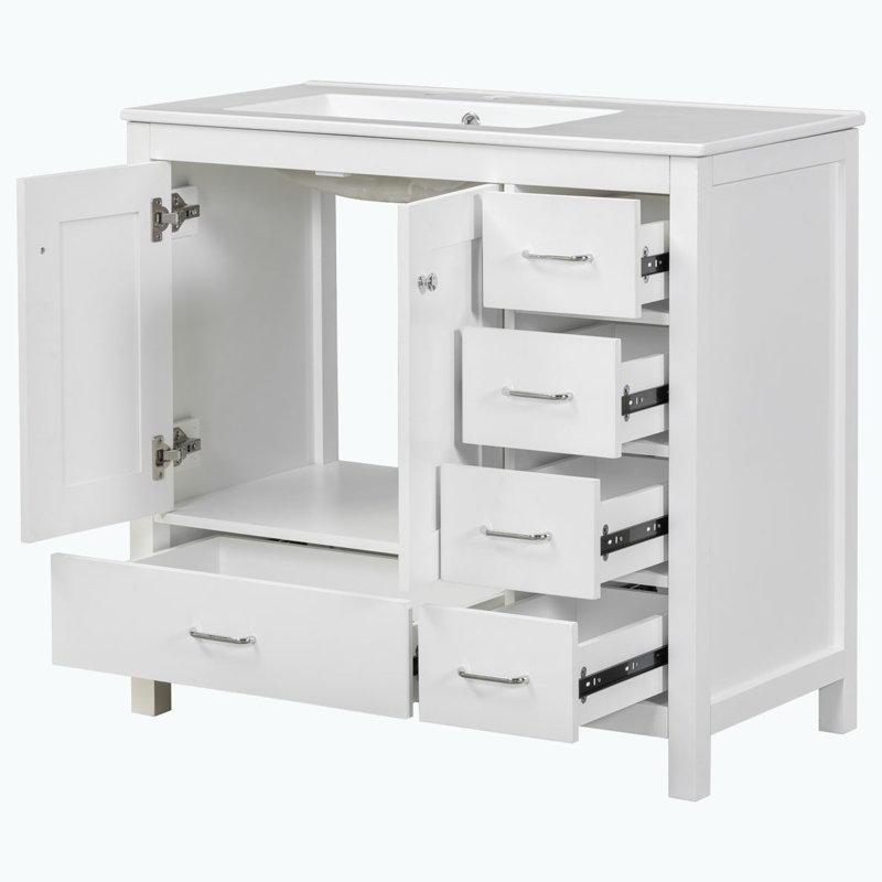 Bathroom Vanity with Ceramic Sink, White