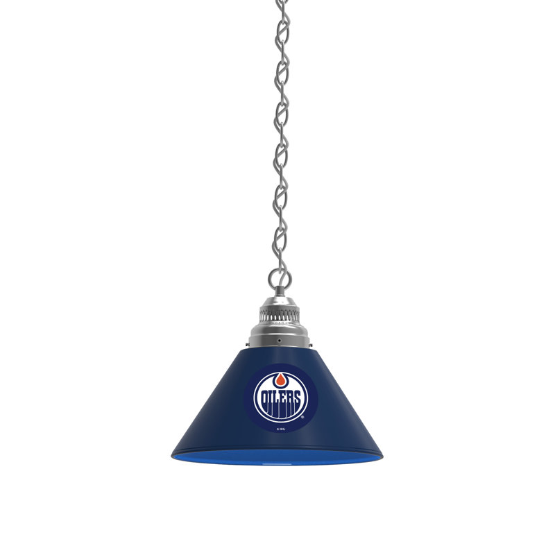 Luminaire suspendu conique 1 lumière NHL, Chrome, Edmonton Oilers