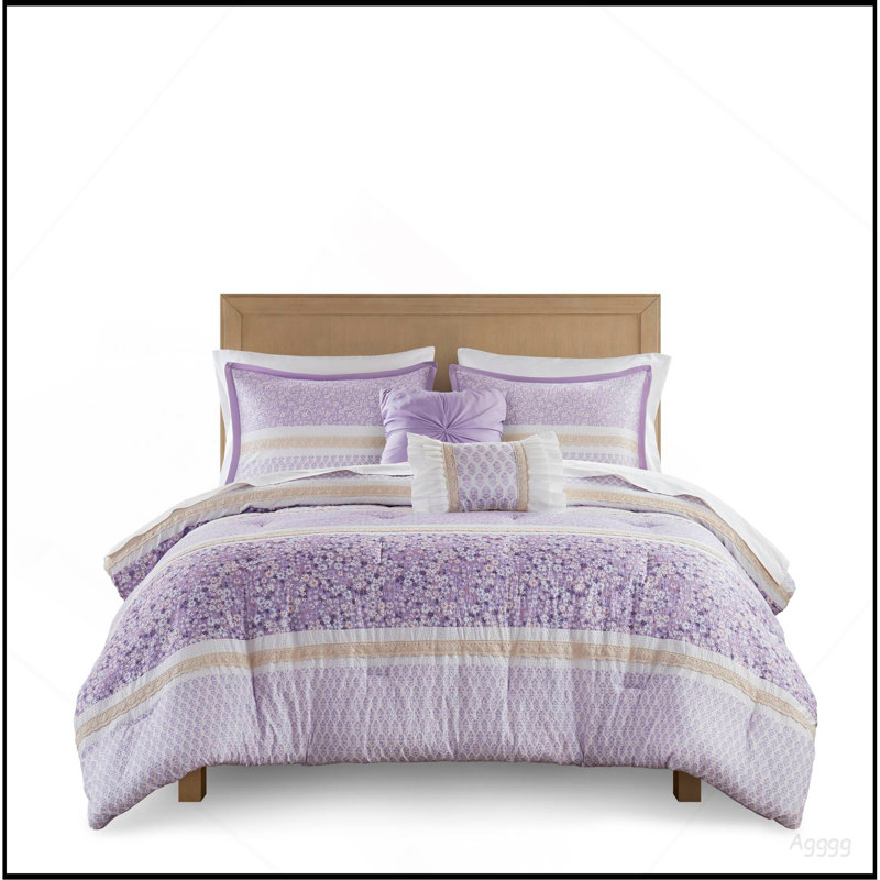 Ensemble d'édredon 5 pièces King / Cal King Seersucker avec coussins décoratifs