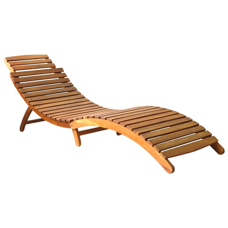 Chaise longue simple en acacia avec coussins 73,6 po Haikel, Beige