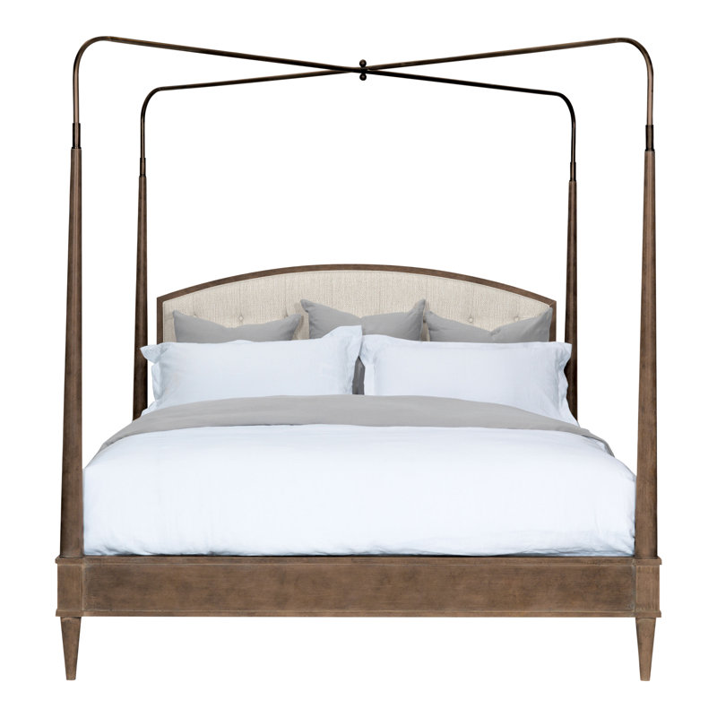 Anderkit Upholstered Four Poster Bed, Instant Parchment, Casa Blanca