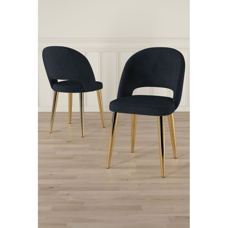 Modern 4-Piece Chair Set, Anthracite & Gold | 100% Metal Frame, Plywood Back, Babyface Fabric | Dimensions: 18.5 x 33.9 x 18.5 inches | 22 DNS Foam Back & 28 DNS Foam Seat | Stylish Glam Design for Home & Office