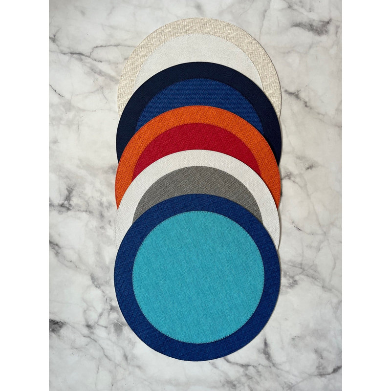Halo Vinyl Round Placemat, Navy/Delft