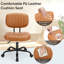 PU-Leather Task Chair, Compact Home Office Armless Chair, Ergonomic Padded Swivel Drafting Chair-1956973036