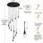 12-Light Black Crystal Raindrop Chandeliers 120" Long Pendant Light 3000-6000K Dimmable Lighting