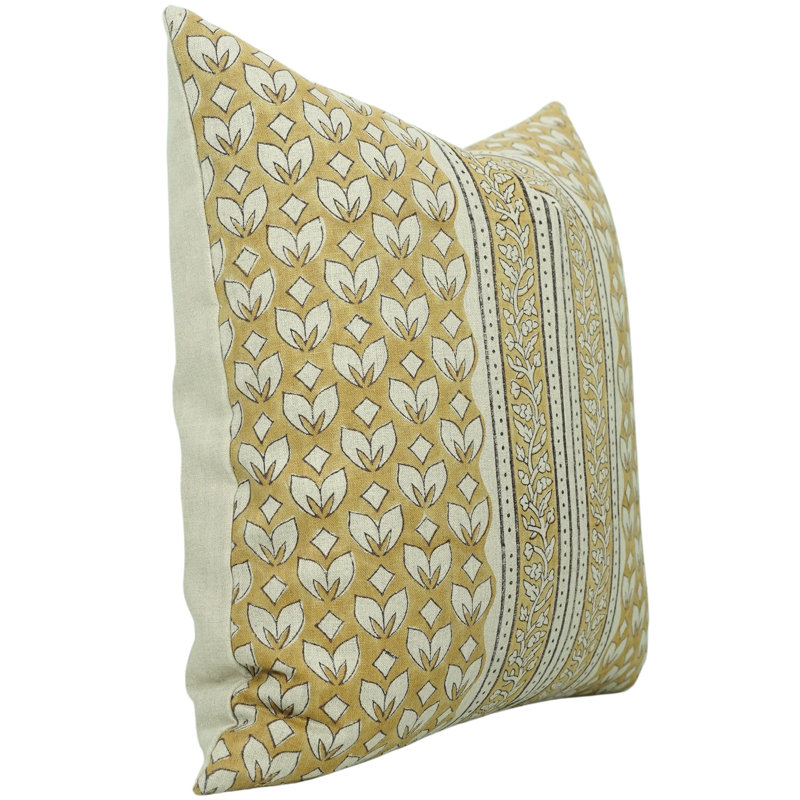 Housse de coussin Fab divine Elegant - Block Print Design - Titli Border, H 14 po x l 14 po