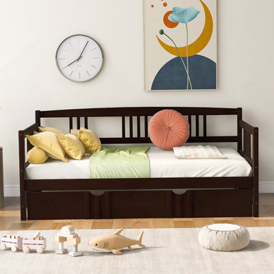 Daybed Wood Bed with Twin Size Trundle