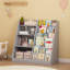 Bibliothèque pour enfants en bois à 4 niveaux avec bac de rangement pour jouets, tablette multifonctionnelle pour chambre de bébé, salle de jeux ou chambre à coucher, gris