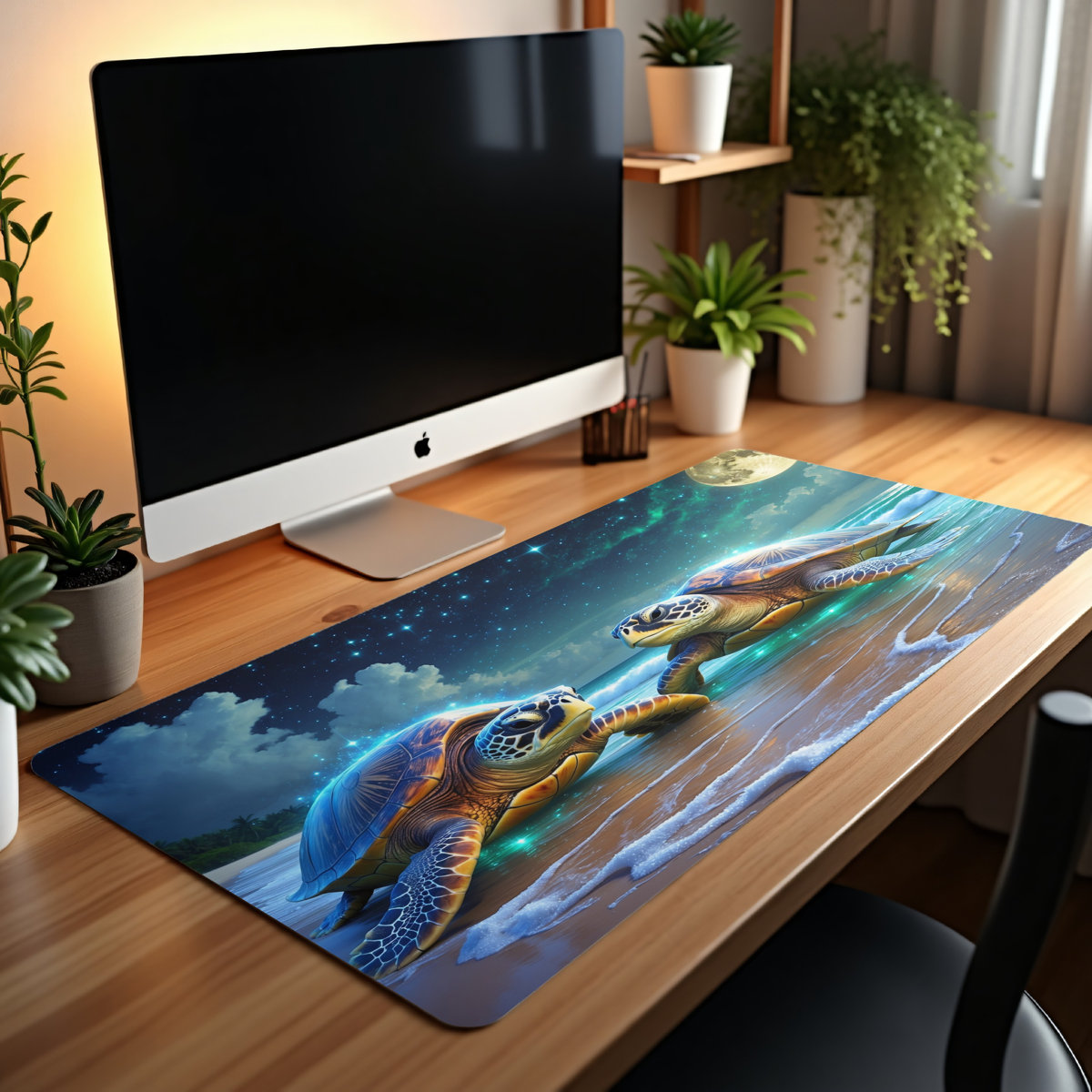 East Urban Home Magical Sea Turtle Desk Mat, Starry Ocean Night ...