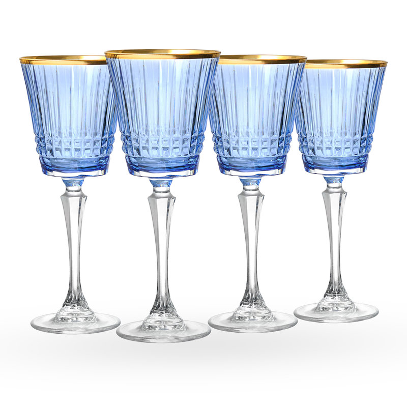 Ensemble de 4 verres à vin Cristine, Bleu