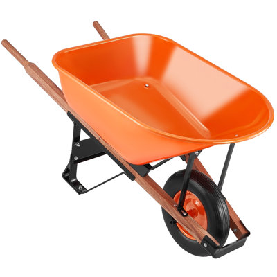Chariot de brouette, 6 pieds Pi. Capacité de charge et capacité de 330 lb, brouette de jardin à une roue avec poignée en métal et roues de 16 po de large, chariot de jardin utilitaire à chargement facile et wagons pour la ferme