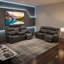 Ensemble de canapé moderne inclinable électrique gris 2 pièces - Ensemble de salon avec console, porte-gobelets, ports de chargement USB et éclairage d'accent à DEL bleu