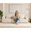 Canapé modulaire modulaire, canapé à 3 places en mousse Velours côtelé, minimaliste moderne, assise profonde, beige (l 111,4 po x P 40,7 po x H 23,6 po)-1160998039