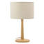 Lampe de table dimmable de style Mid-Century de 41,4 cm (16,3 po) avec abat-jour tambour en lin beige, base en bois d'hévéa naturel et douille E26, certifiée cULus pour les tables de chevet, les tables d'appoint de salon ou les bureaux à domicile.-736027160