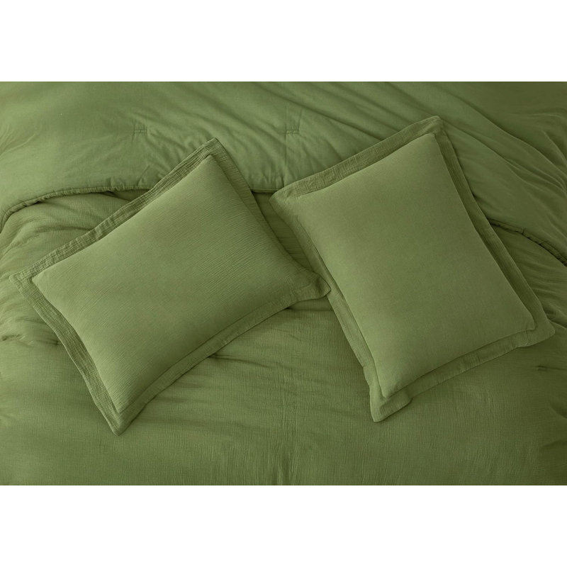 Breeze Cotton Gauze Comforter Bedding Set, Olive, Twin XL Comforter + 1 Standard Sham