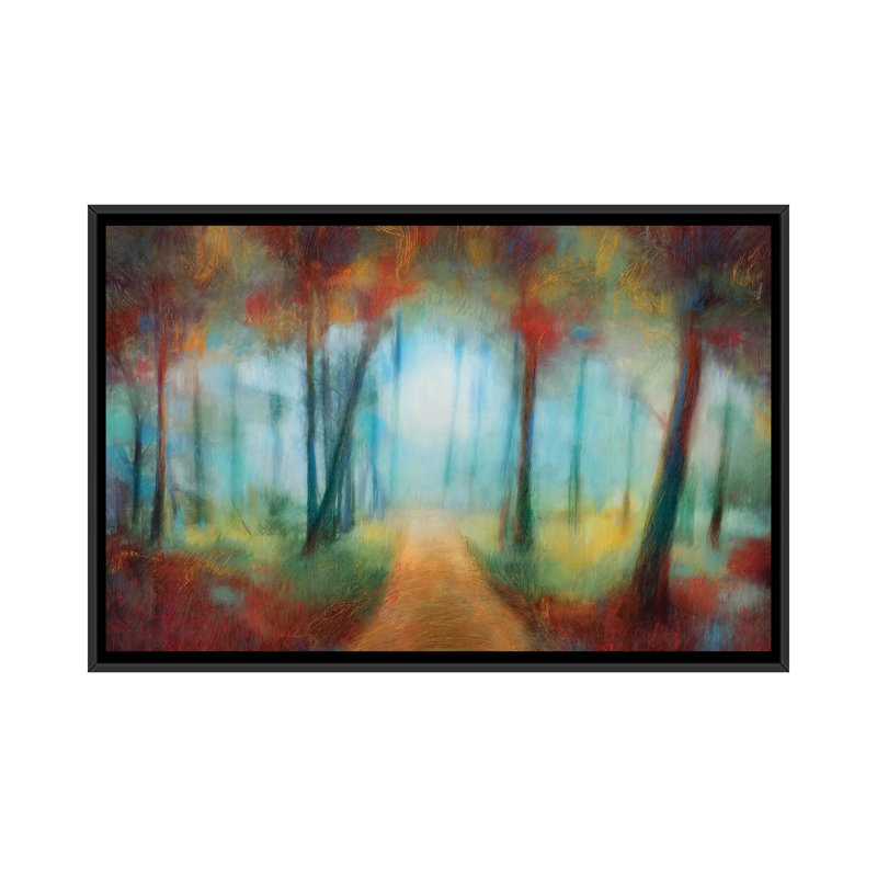 «Through The Trees», reproduction d'impression sur toile, H 18 po x l 26 po x P 1,5 po, Toile avec cadre noir, Pas de tapis