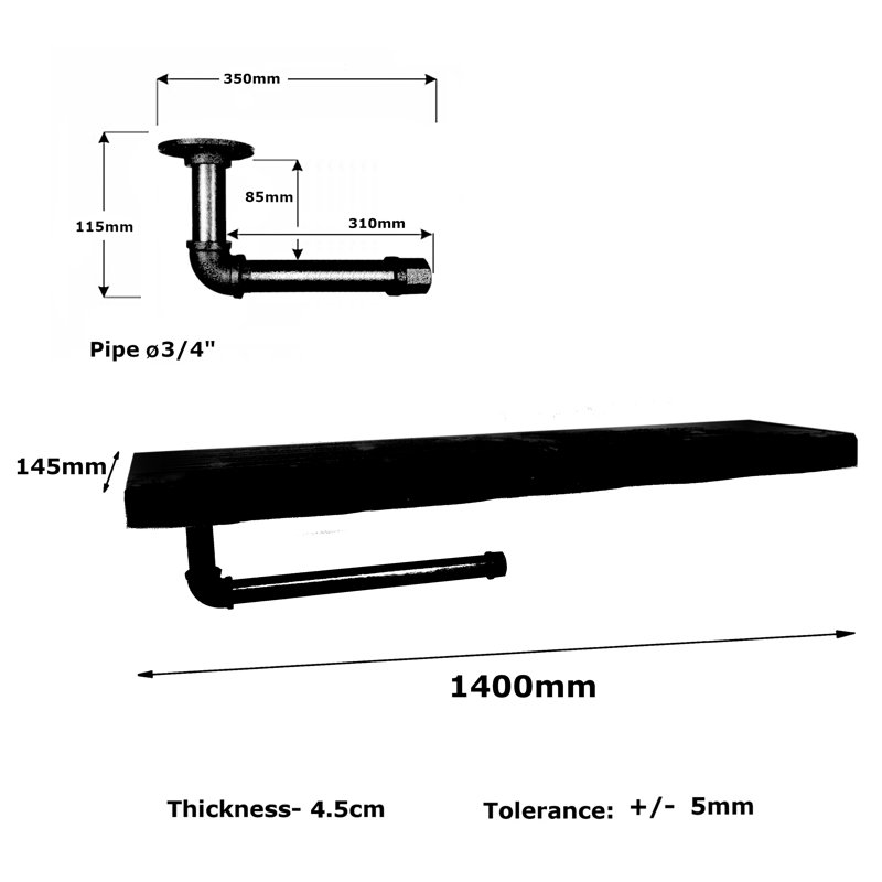Aarron Floating Shelf, 16cm H x 140cm W x 140cm D