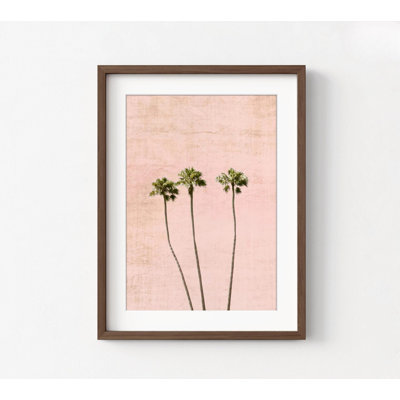 «Think Pink» par Natalie Carpentieri, décor de palmiers tropicaux, œuvre de plantes roses, art mural chambre rose, œuvre de palmiers tropicaux
