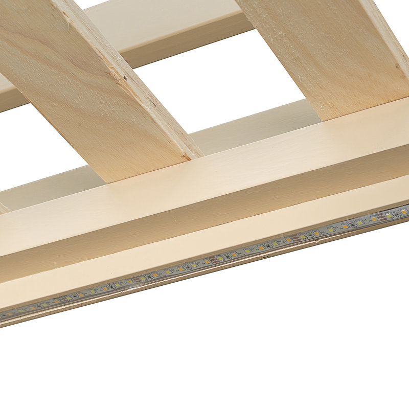 Lit mezzanine double avec escalier de rangement, Beige