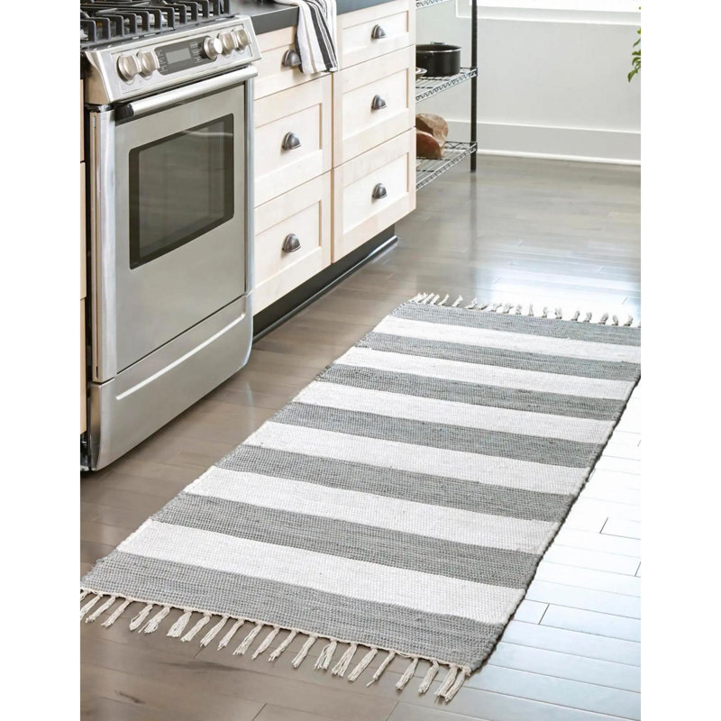 Rinker Cotton Striped Indoor Rug, Runner 2'6" x 16'5"