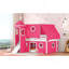 Lit mezzanine double avec tente et tour Slide - Rose