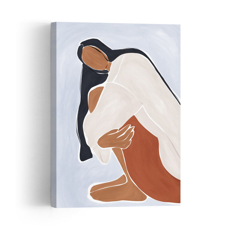 Serene Sitting Figure Abstract Contemporary Wall Art Print 1 Piece Wrapped Canvas Wall Art, 60.96cm H x 40.64cm W