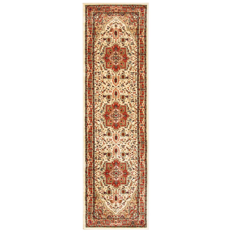 Tapis oriental ivoire / rouge Klose, Ivory, Tapis de couloir 2 pi 3 po x 14 pi